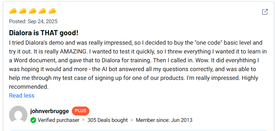 Dialora Review AI-Powered Call Automation for Businesses 12 Dialora Customer review