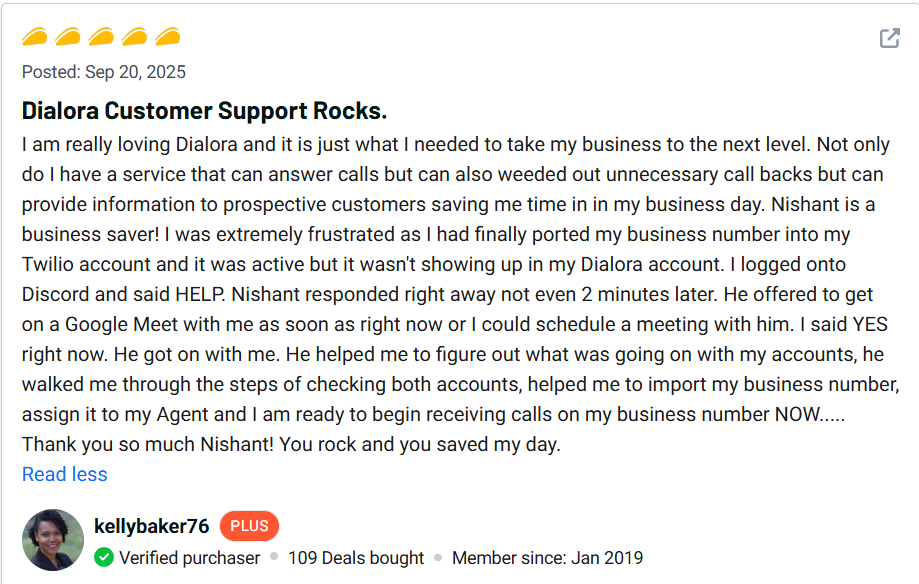 Dialora Review AI-Powered Call Automation for Businesses 13 Dialora Customer review