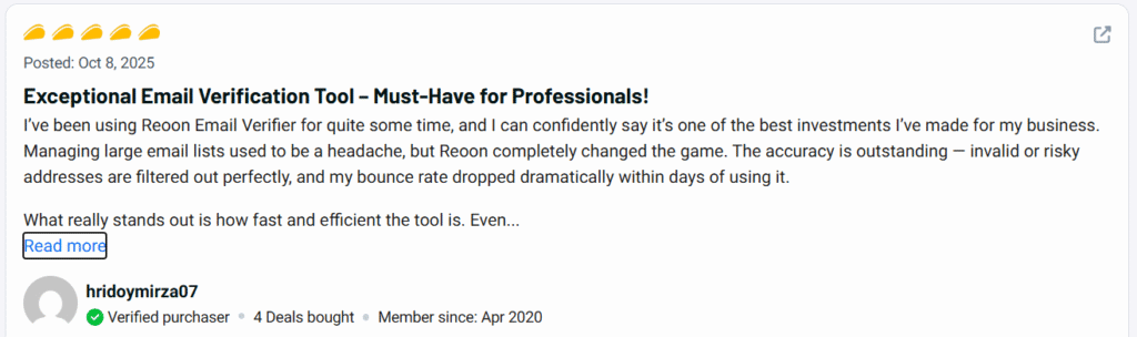 Reoon Email Verifier Review Accurate Email Validation Tool 10 Reoon Email Verifier Customer Review