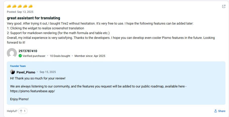 Pismo Review Smarter Writing Editing & Translation in One 14 Pismo Customer Review