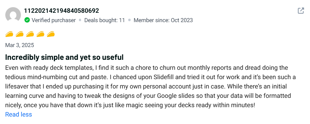 SlideFill Customer Review
