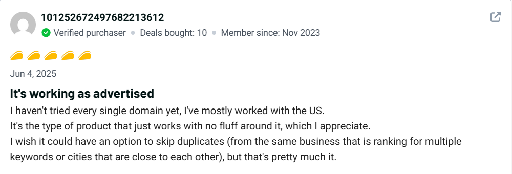 Reoon Lead Scraper Customer Review