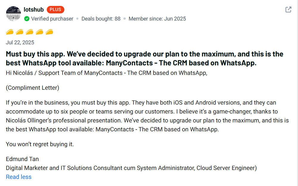 WhatsApp CRM by ManyContacts Review Best Tool for Small Businesses 11 WhatsApp CRM by ManyContacts Customer Review