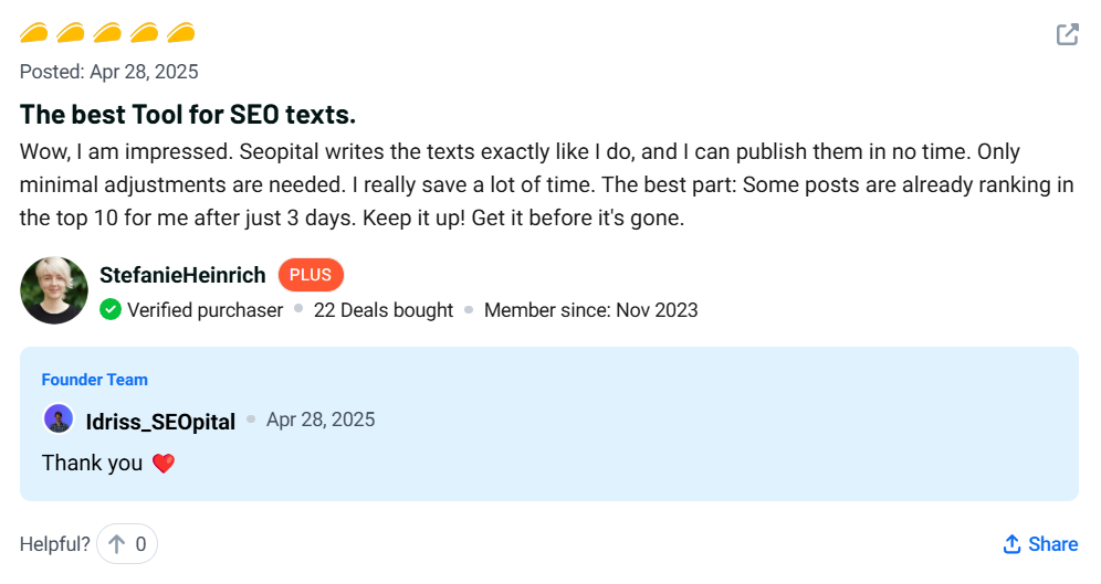 SEOpital Review The Ultimate Security Solution for Websites 11 SEOpital Customer Review