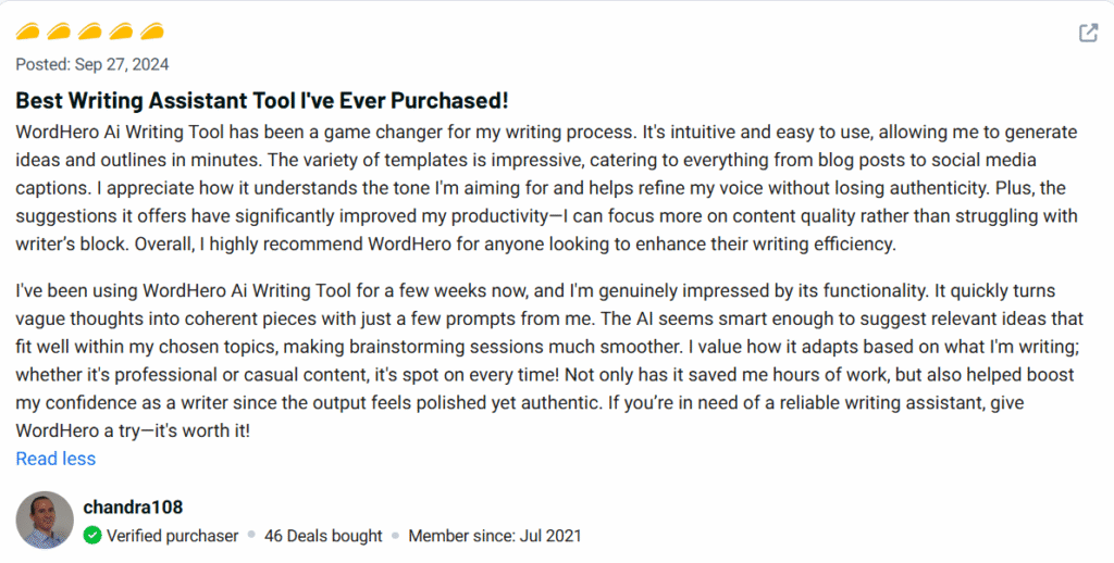 WordHero Review Powerful AI for Smart Content Writing 11 Wordhero Customer Review