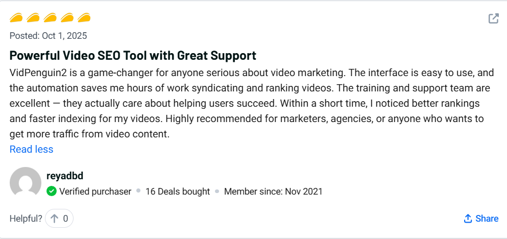 VidPenguin2 Review Boost Video SEO Fast 12 VidPenguin2 Customer Review
