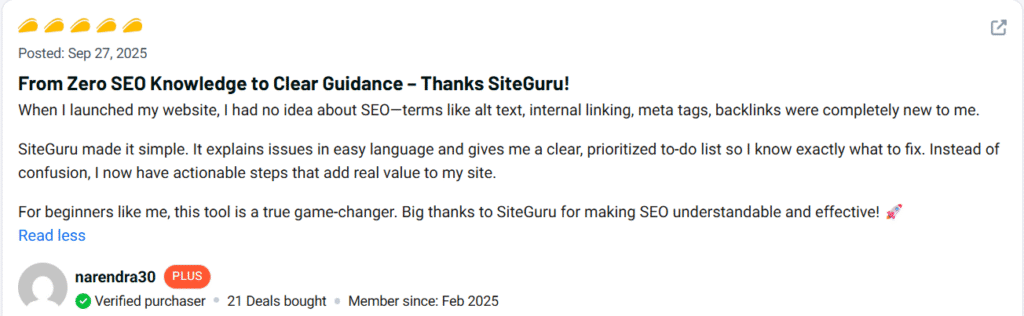 SiteGuru Review Powerful SEO Tool for Marketers 4 SiteGuru Customer Review