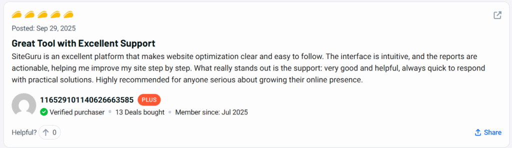 SiteGuru Review Powerful SEO Tool for Marketers 6 SiteGuru Customer Review