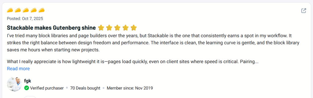 Stackable Review Powerful WordPress Page Builder 10 Stackable Customer Review