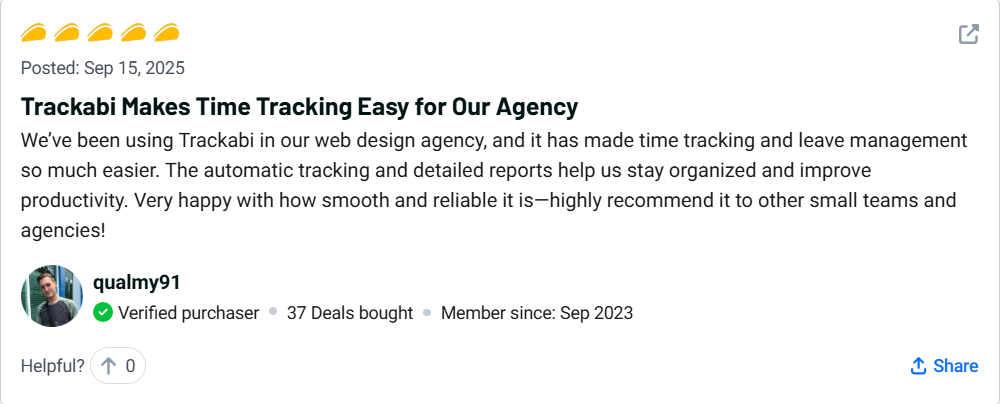 Tra​ckabi Time Tracke‌r Customer Review