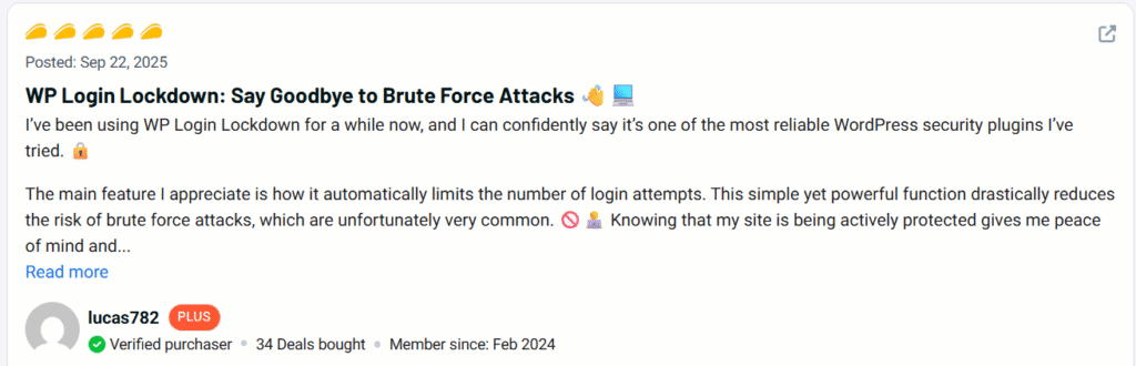 WP Login Lockdown Review Best Security Plugin for WordPress 10 WP Login Lockdown Customer Review