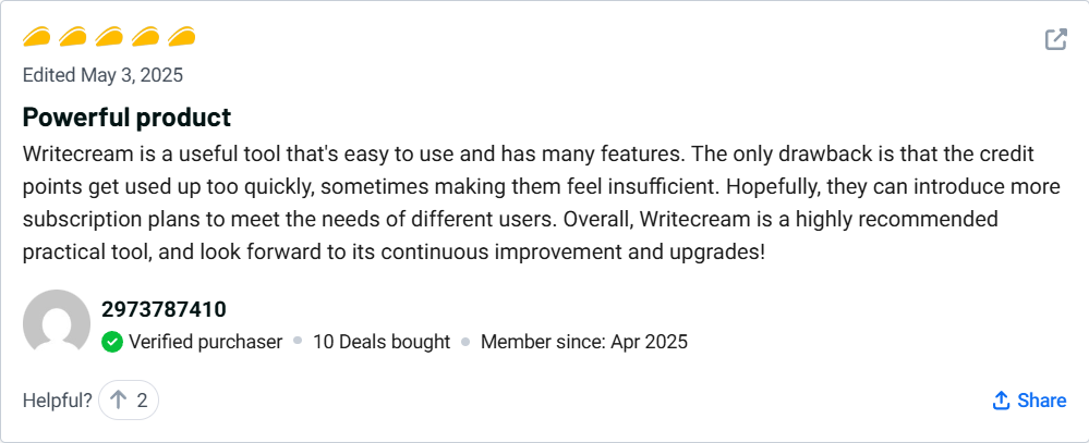 Writecream Review AI Writing Tool for Fast Content 11 Writecream Customer Review