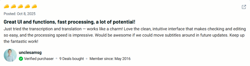 SubEasy ai Review: The Ultimate AI Tool for Accurate Transcriptions and Translations 13 subeasy ai Customer review