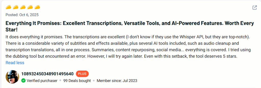 SubEasy ai Review: The Ultimate AI Tool for Accurate Transcriptions and Translations 14 subeasy ai Customer review